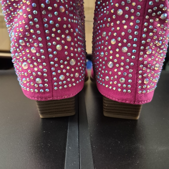 Pink Rhinestone Embellished Boots - Picture 2 of 4